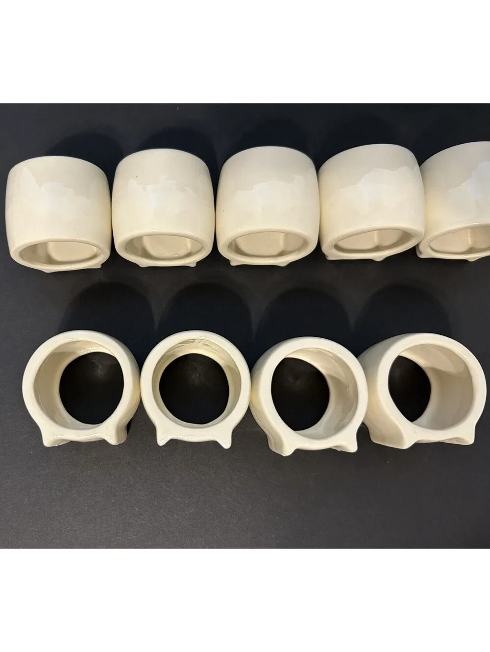 Napkin Rings - Set of 9 Cream Colored Ceramic -